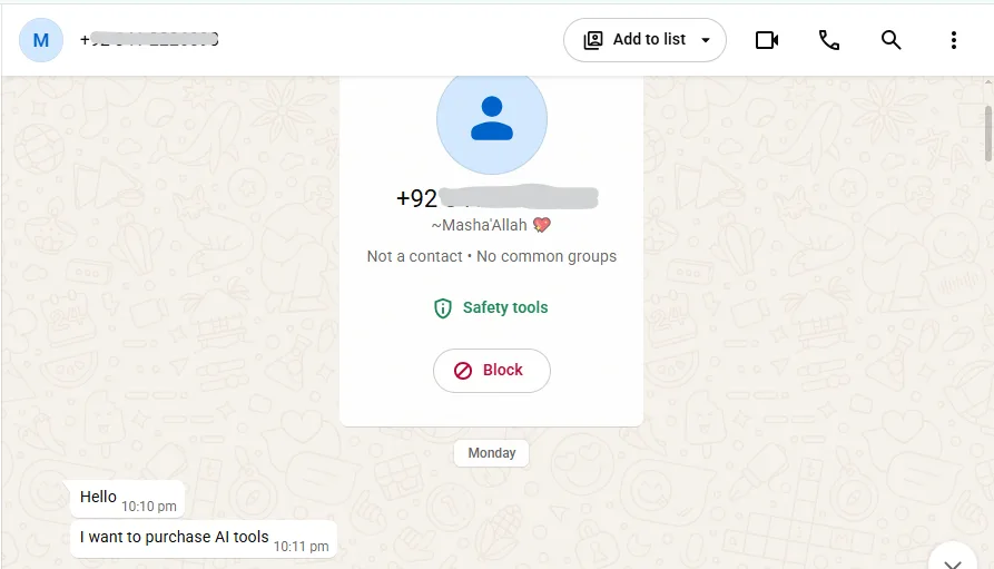 WhatsApp buyer or payment screenshot 1