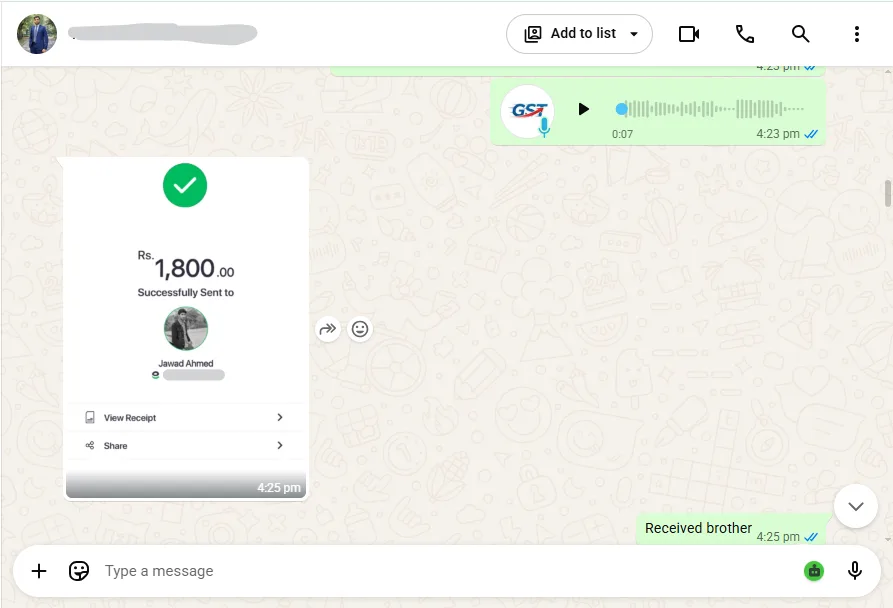 WhatsApp buyer or payment screenshot 2